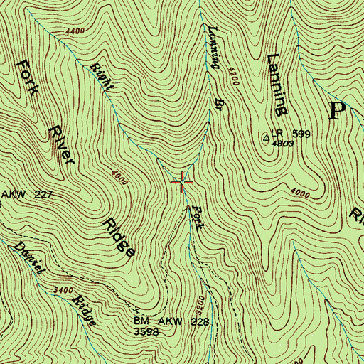 Topographic Map of Lanning Branch, NC
