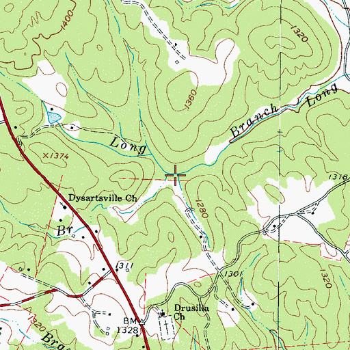 Topographic Map of Large Branch, NC
