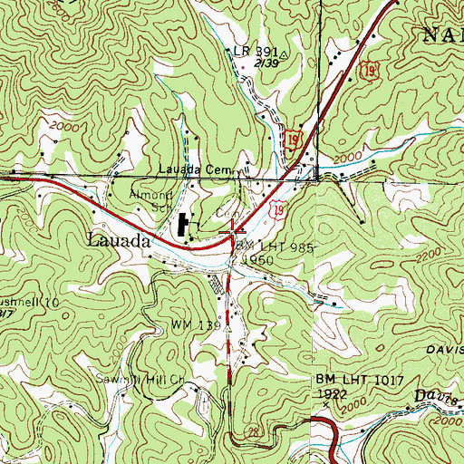 Topographic Map of Lauada, NC