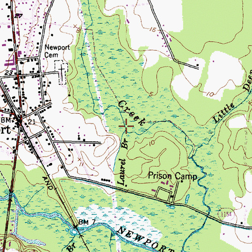 Topographic Map of Laurel Branch, NC