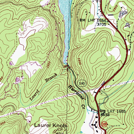 Topographic Map of Laurel Branch, NC