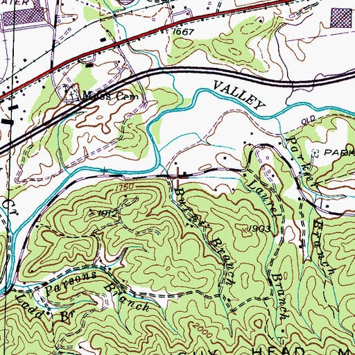 Topographic Map of Laurel Branch, NC