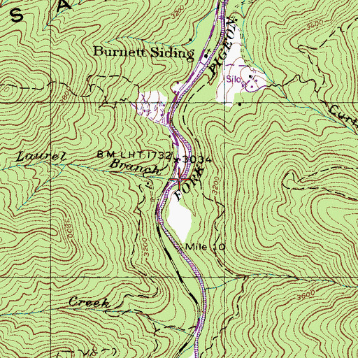 Topographic Map of Laurel Branch, NC