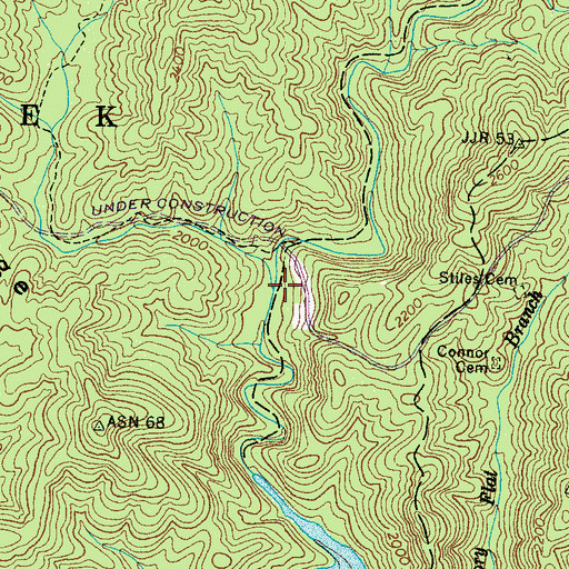 Topographic Map of Laurel Branch, NC