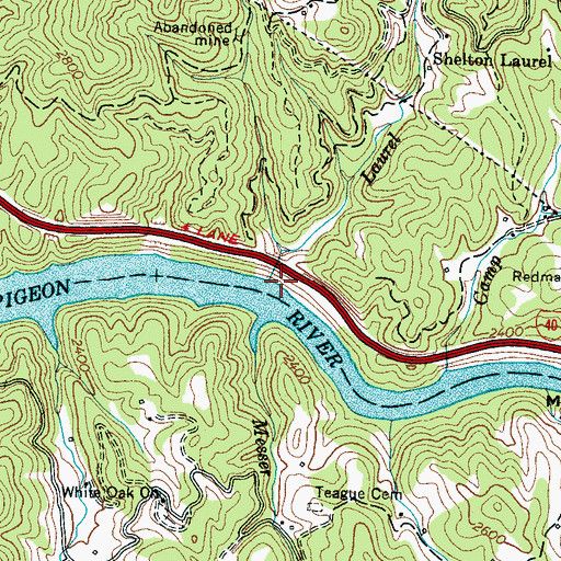 Topographic Map of Laurel Branch, NC