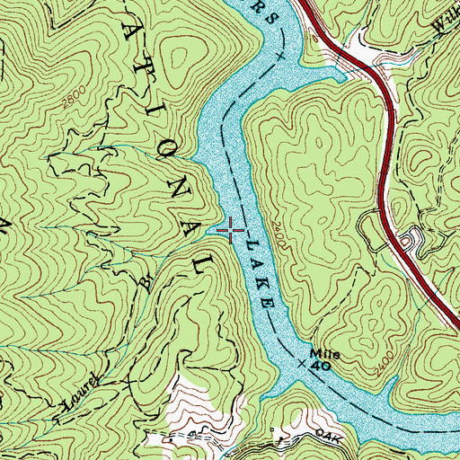 Topographic Map of Laurel Branch, NC