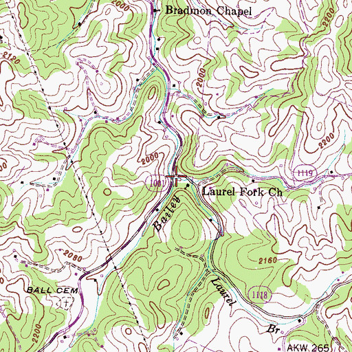 Topographic Map of Laurel Branch, NC