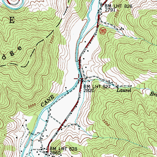 Topographic Map of Laurel Branch, NC