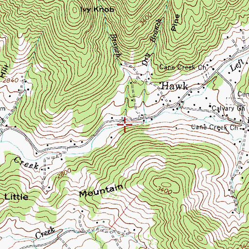 Topographic Map of Laurel Branch, NC