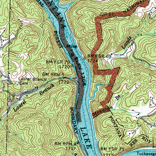 Topographic Map of Laurel Branch, NC