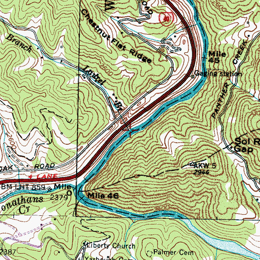 Topographic Map of Laurel Branch, NC