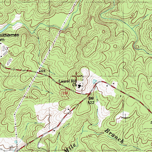 Topographic Map of Laurel Hill Church, NC