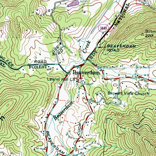 Topographic Map of Laurel Hill Church, NC
