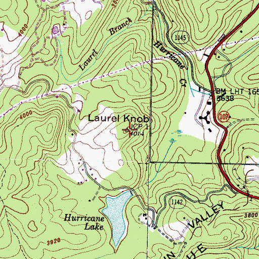 Topographic Map of Laurel Knob, NC