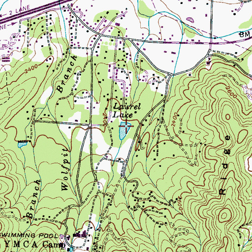 Topographic Map of Laurel Lake, NC