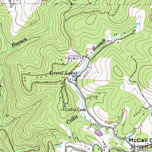 Topographic Map of Laurel Lake, NC