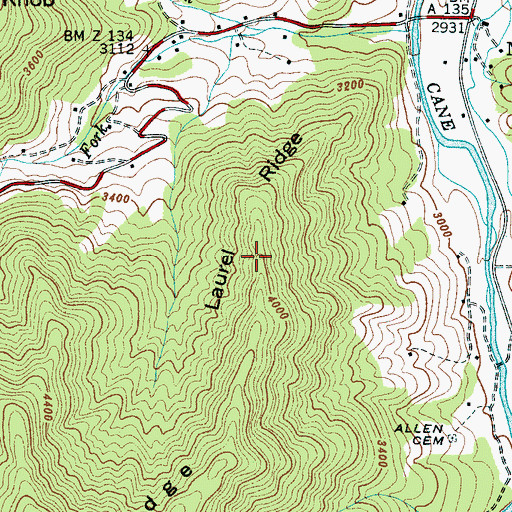 Topographic Map of Laurel Ridge, NC