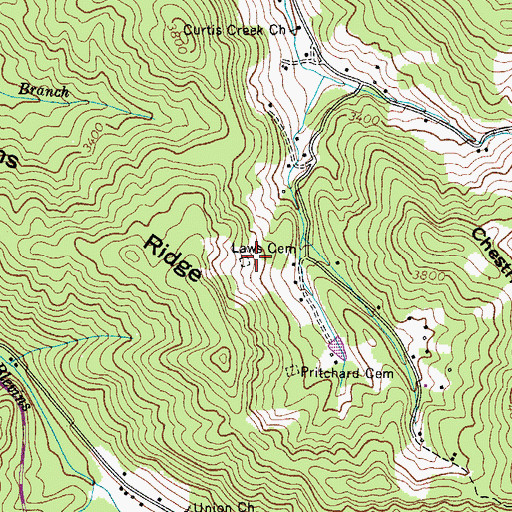 Topographic Map of Laws Cemetery, NC