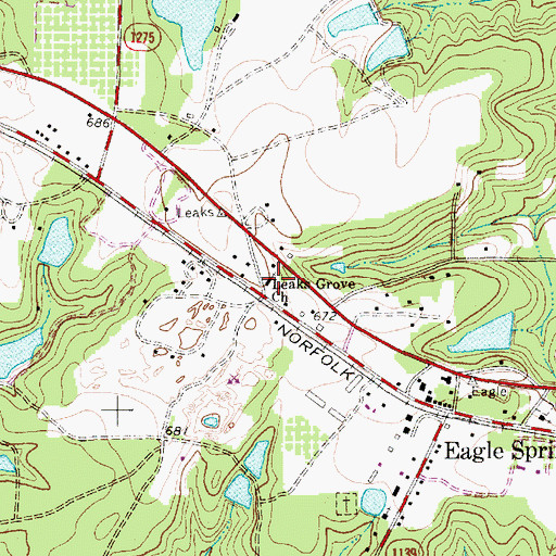 Topographic Map of Leaks Grove Church, NC