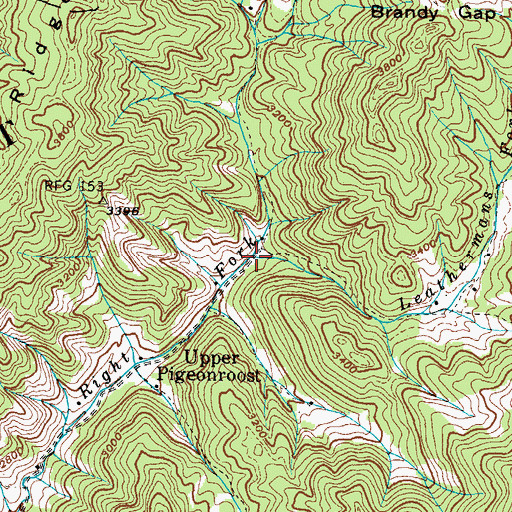 Topographic Map of Leathermans Fork, NC
