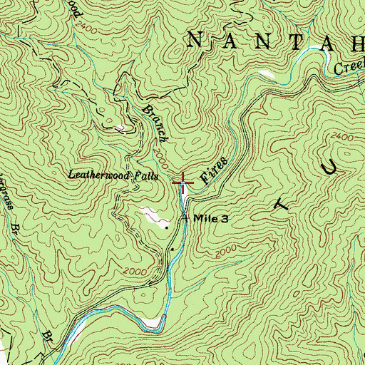 Topographic Map of Leatherwood Branch, NC