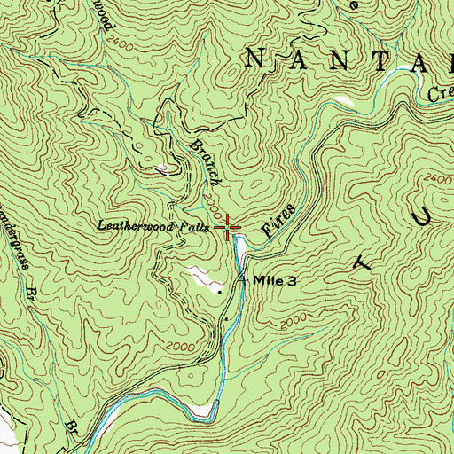 Topographic Map of Leatherwood Falls, NC