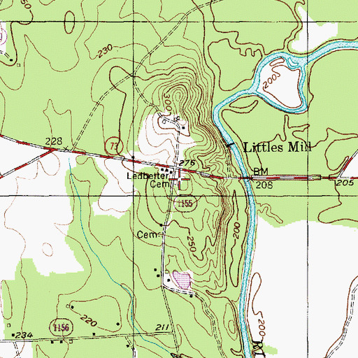 Topographic Map of Ledbetter Cemetery, NC