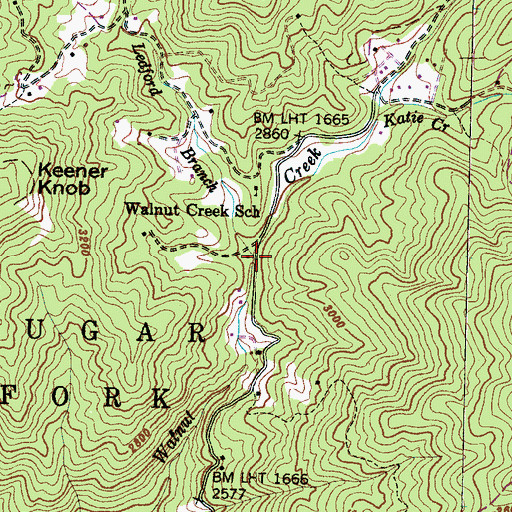 Topographic Map of Ledford Branch, NC