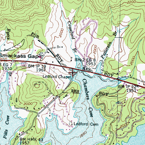 Topographic Map of Ledford Chapel, NC