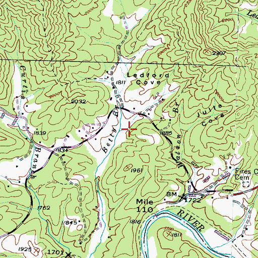 Topographic Map of Ledford Cove, NC