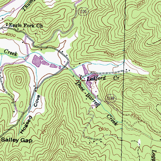 Topographic Map of Ledford Creek, NC