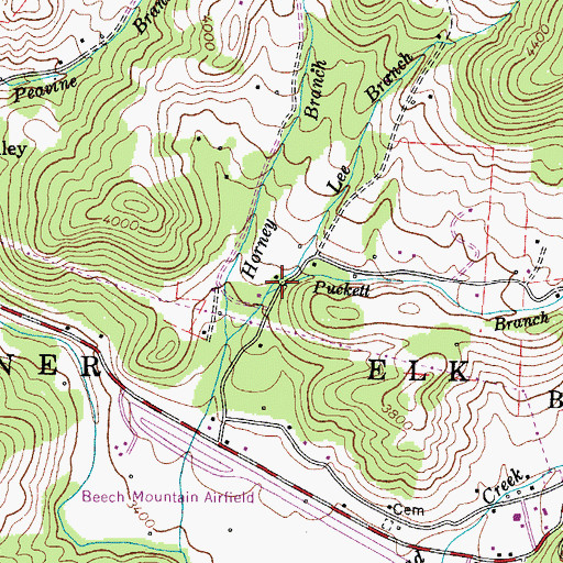 Topographic Map of Lee Branch, NC