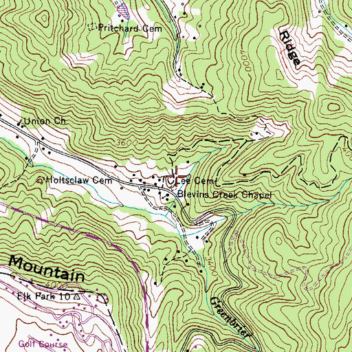 Topographic Map of Lee Cemetery, NC