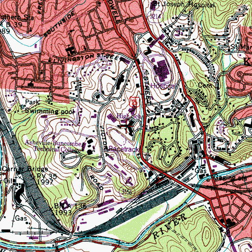 Topographic Map of Lee Edwards School, NC