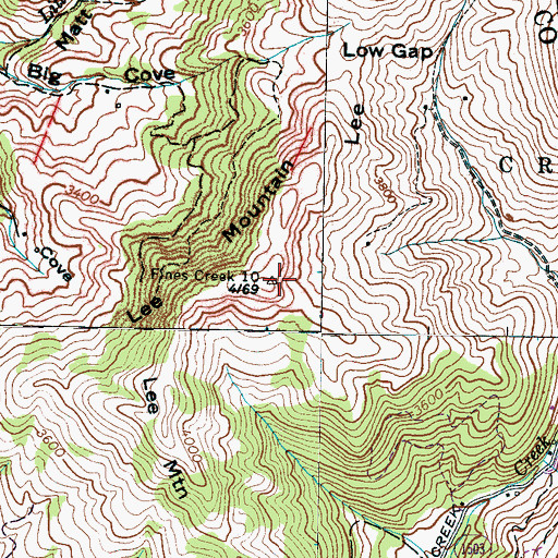 Topographic Map of Lee Mountain, NC