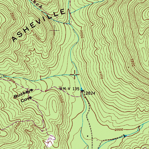 Topographic Map of Left Fork Swannanor River, NC