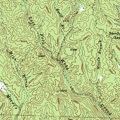 Topographic Map of Left Fork Webb Creek, NC