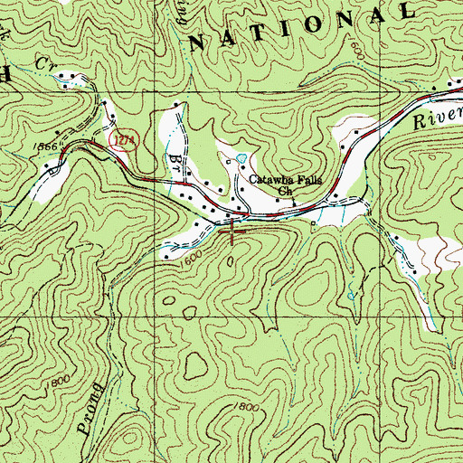 Topographic Map of Left Prong Catawba River, NC