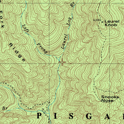 Topographic Map of Left Prong Newberry Creek, NC