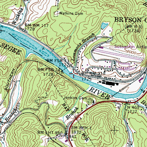Topographic Map of Lemmons Branch, NC
