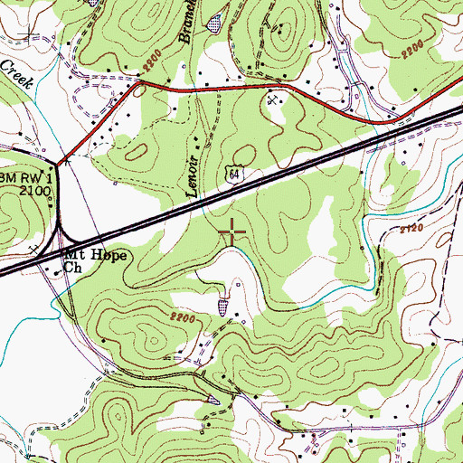 Topographic Map of Lenoir Branch, NC
