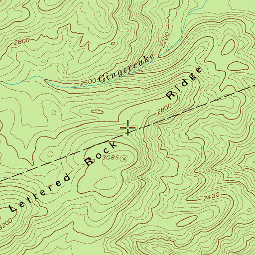 Topographic Map of Lettered Rock Ridge, NC