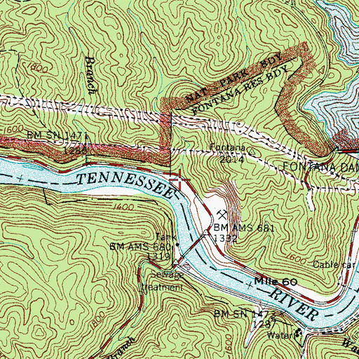 Topographic Map of Lewellyn Branch, NC