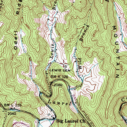 Topographic Map of Lewis Cemetery, NC