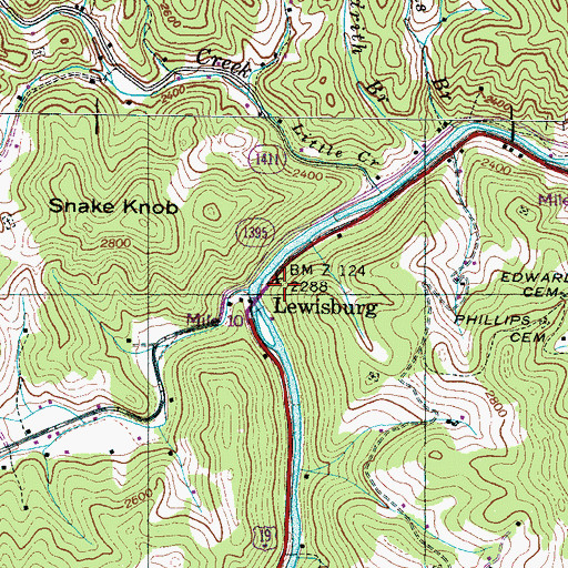 Topographic Map of Lewisburg, NC