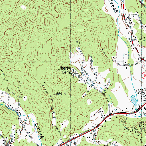 Topographic Map of Liberty Cemetery, NC