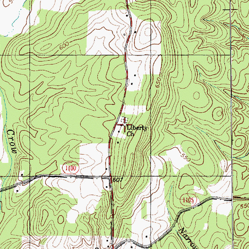 Topographic Map of Liberty Church, NC