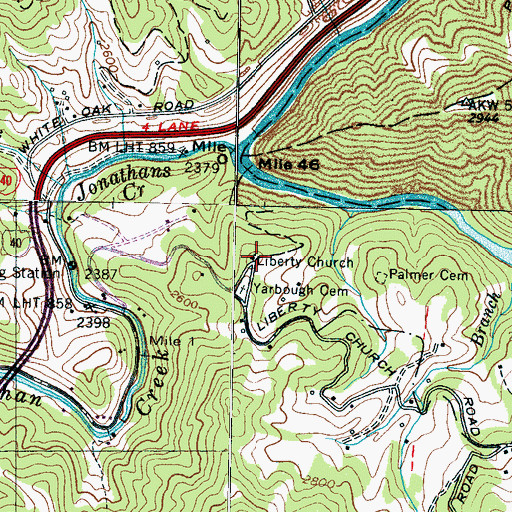 Topographic Map of Liberty Church, NC