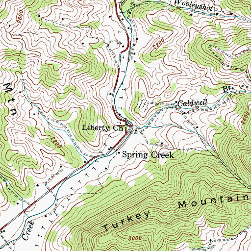 Topographic Map of Liberty Church, NC