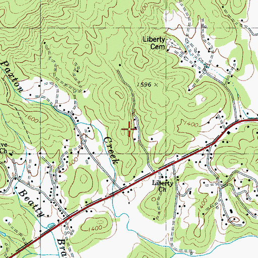 Topographic Map of Liberty Hill Church, NC